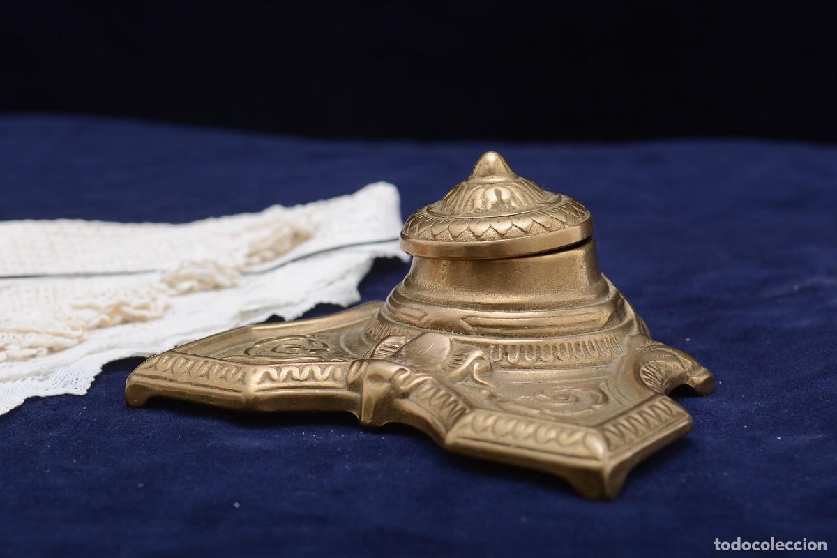 Escriban&iacute;a: Antiguo tintero de lat&oacute;n franc&eacute;s modelo Brevet - Foto 3