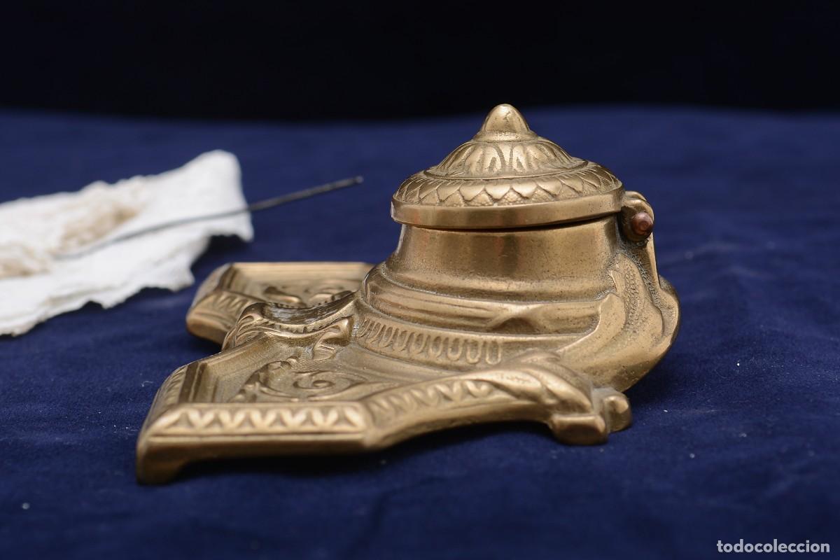 Escriban&iacute;a: Antiguo tintero de lat&oacute;n franc&eacute;s modelo Brevet - Foto 4