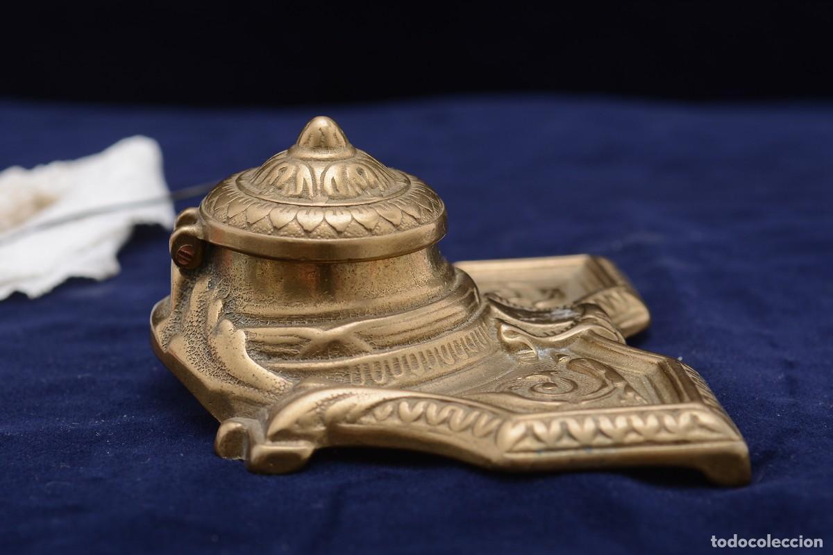 Escriban&iacute;a: Antiguo tintero de lat&oacute;n franc&eacute;s modelo Brevet - Foto 6