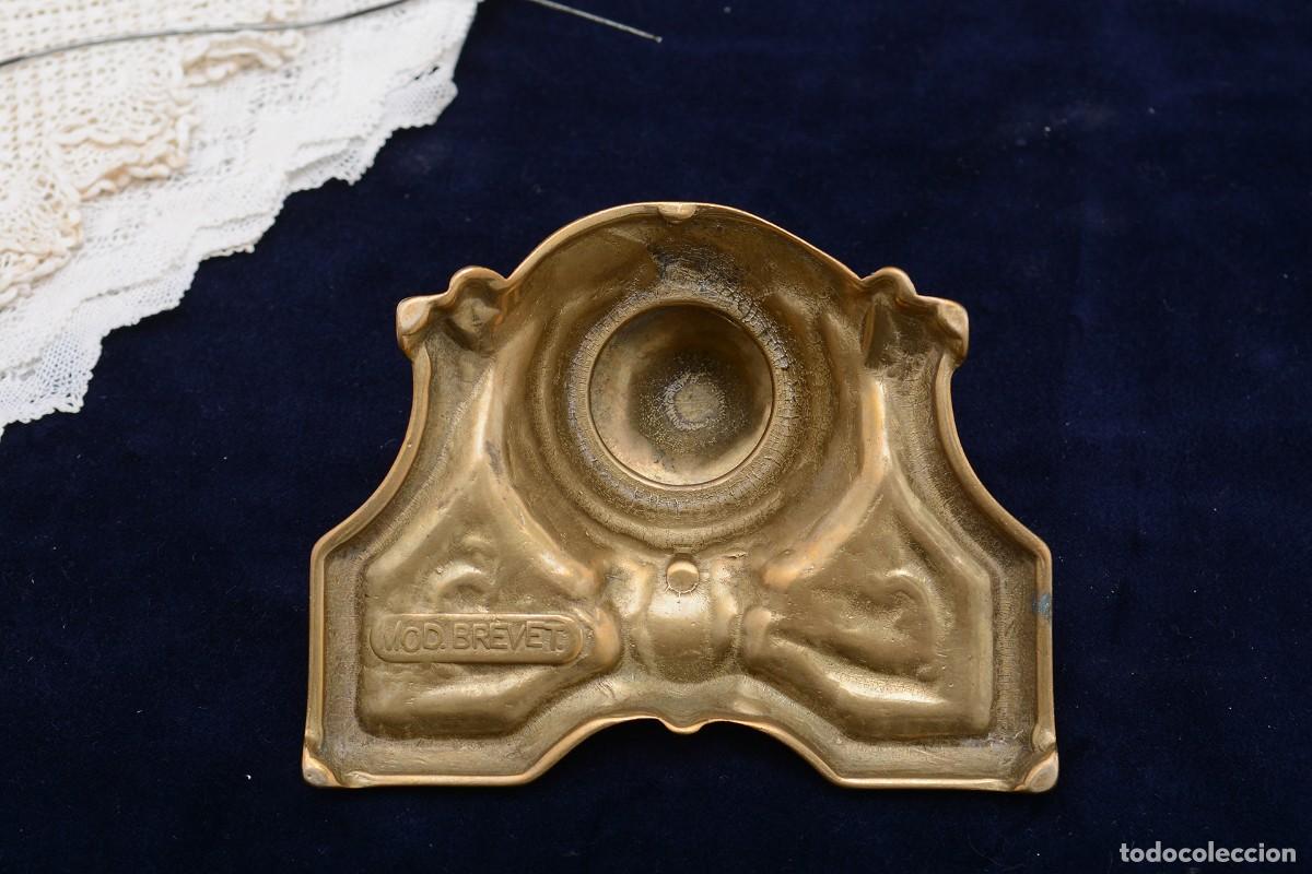 Escriban&iacute;a: Antiguo tintero de lat&oacute;n franc&eacute;s modelo Brevet - Foto 7
