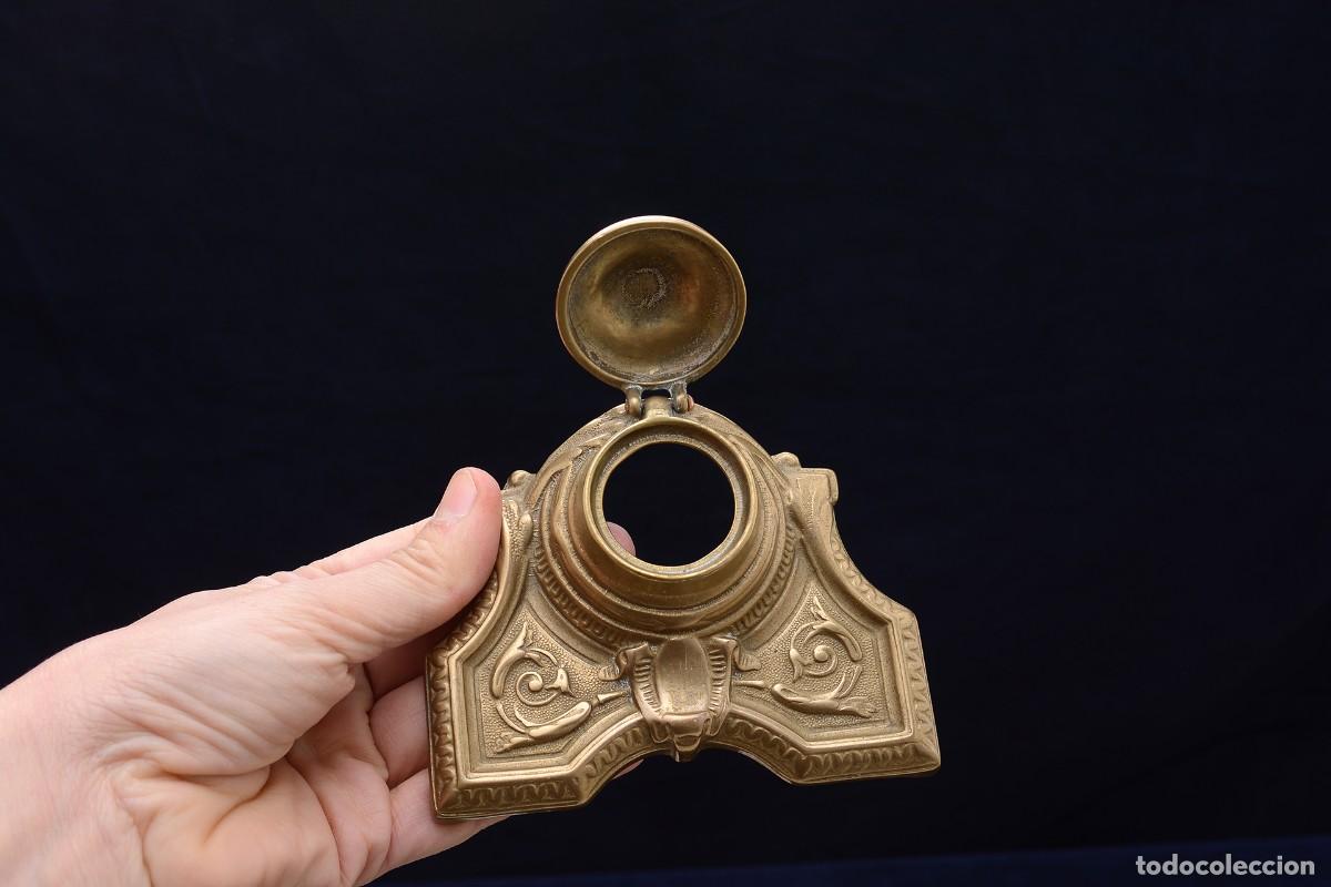 Escriban&iacute;a: Antiguo tintero de lat&oacute;n franc&eacute;s modelo Brevet - Foto 9