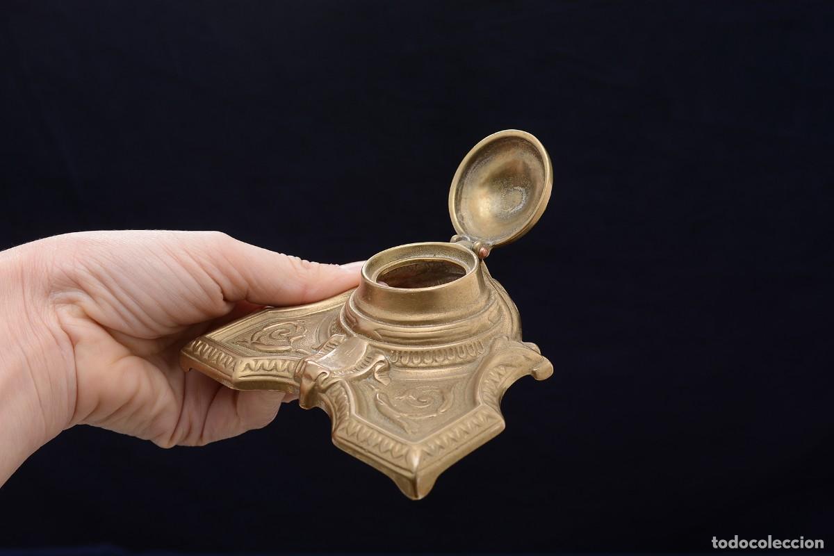 Escriban&iacute;a: Antiguo tintero de lat&oacute;n franc&eacute;s modelo Brevet - Foto 10