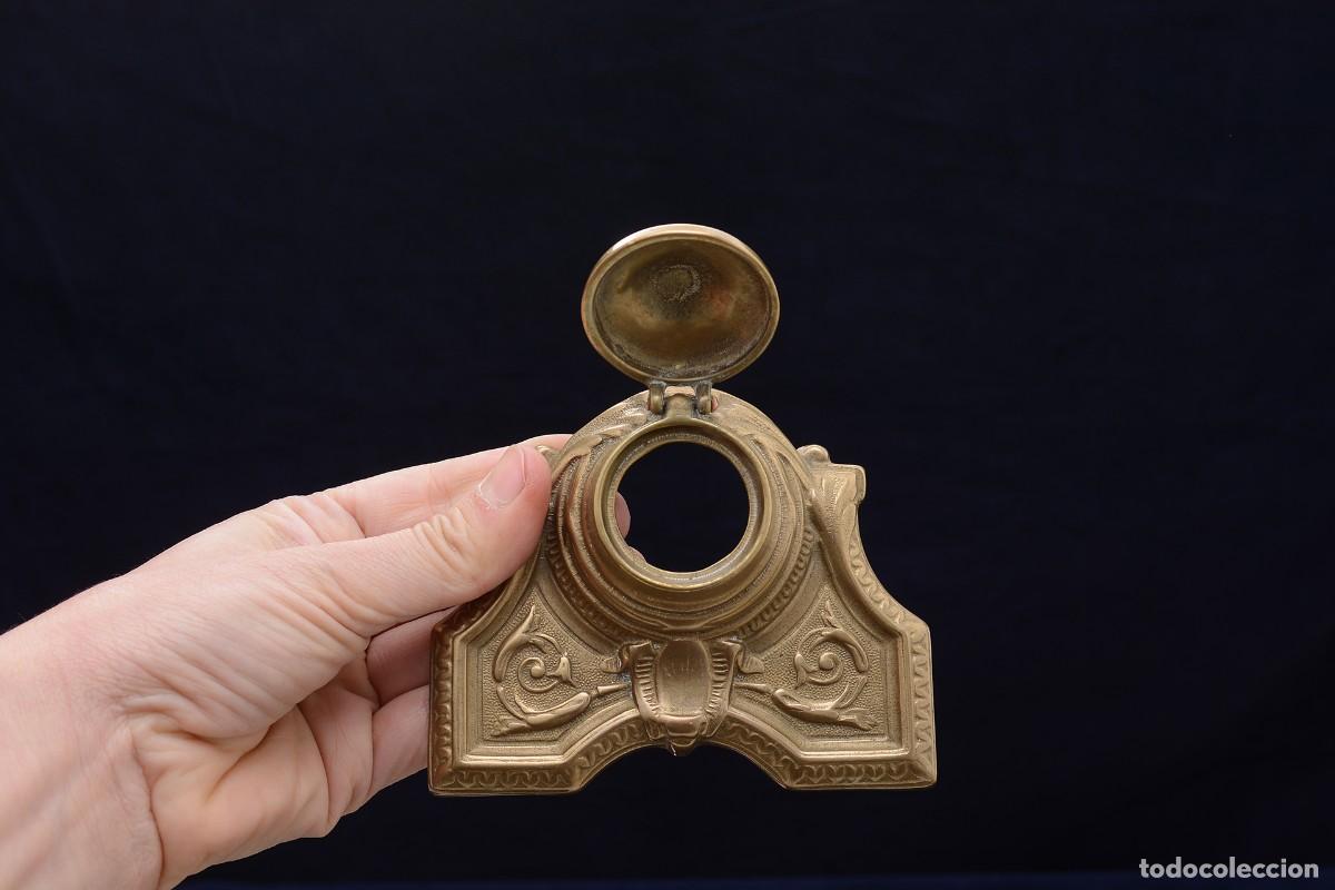 Escriban&iacute;a: Antiguo tintero de lat&oacute;n franc&eacute;s modelo Brevet - Foto 11