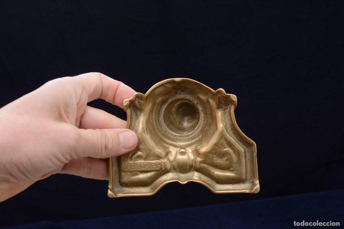 Escriban&iacute;a: Antiguo tintero de lat&oacute;n franc&eacute;s modelo Brevet - Foto 12