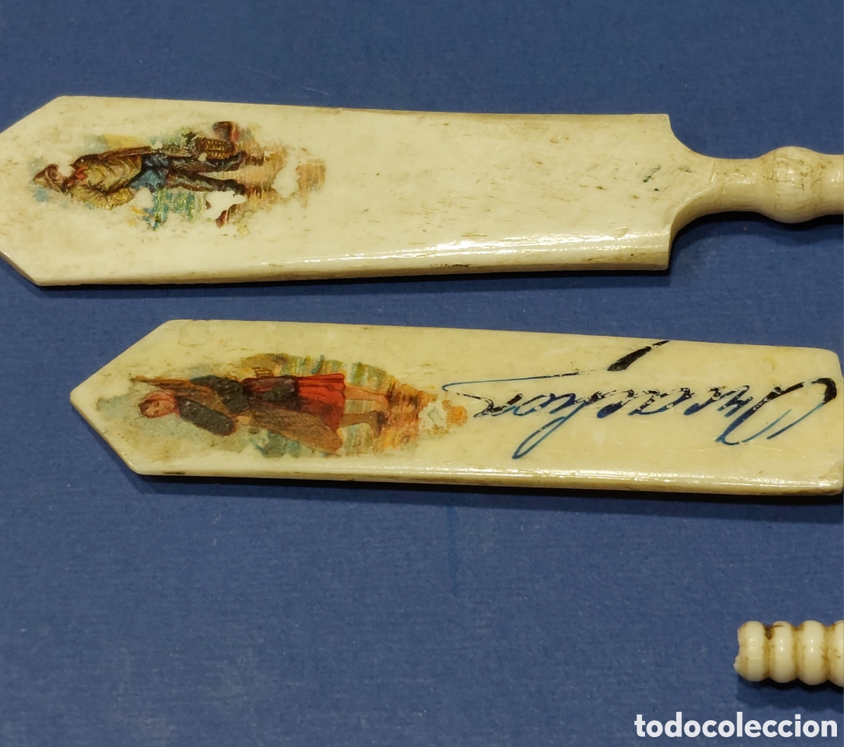 Escriban&iacute;a: LOTE DE 3 PLUMILLAS DE HUESO CON VISOR - Foto 3