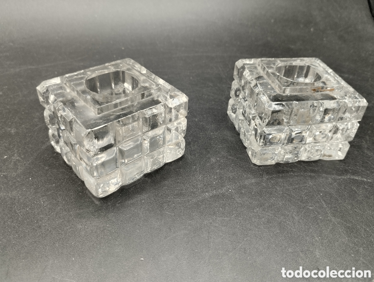 Escriban&iacute;a: Escriban&iacute;a de cristal de molde con dos tinteros. - Foto 5