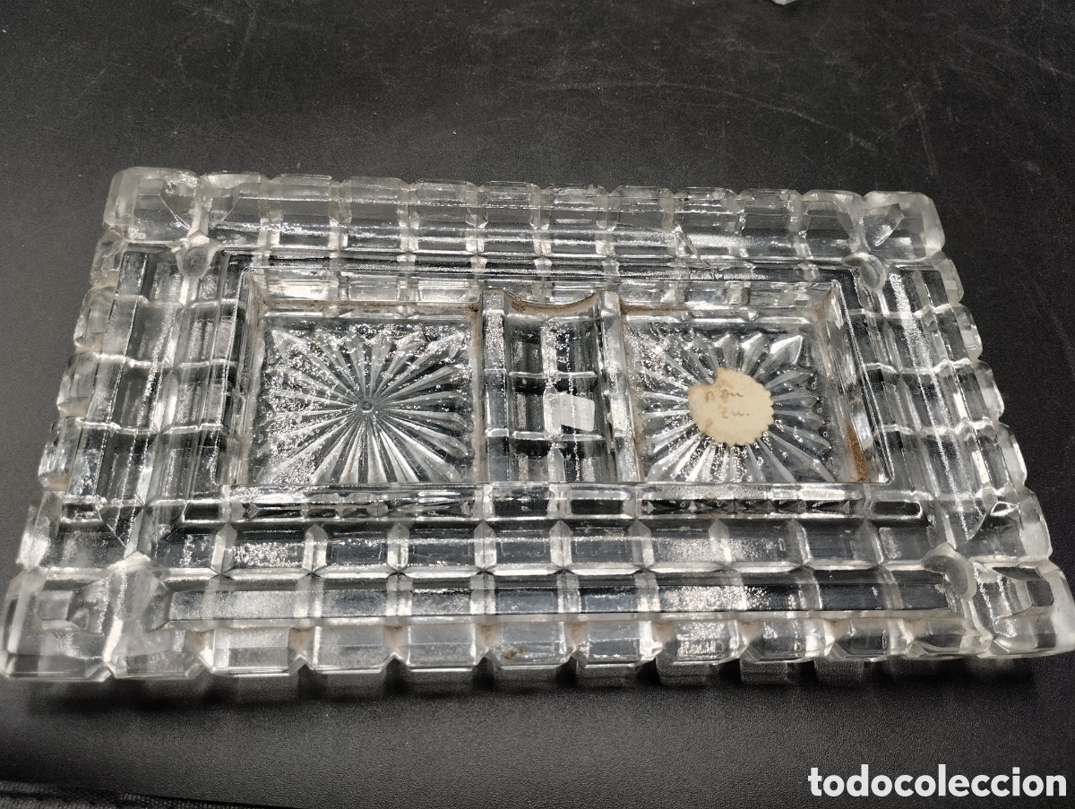 Escriban&iacute;a: Escriban&iacute;a de cristal de molde con dos tinteros. - Foto 7