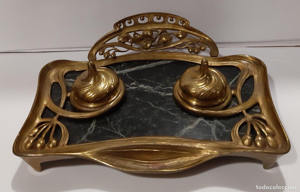 Escriban&iacute;a: ESCRIBANIA DE BRONCE ART DECO CIRCA DE 1900 M&Aacute;RMOL - Foto 1
