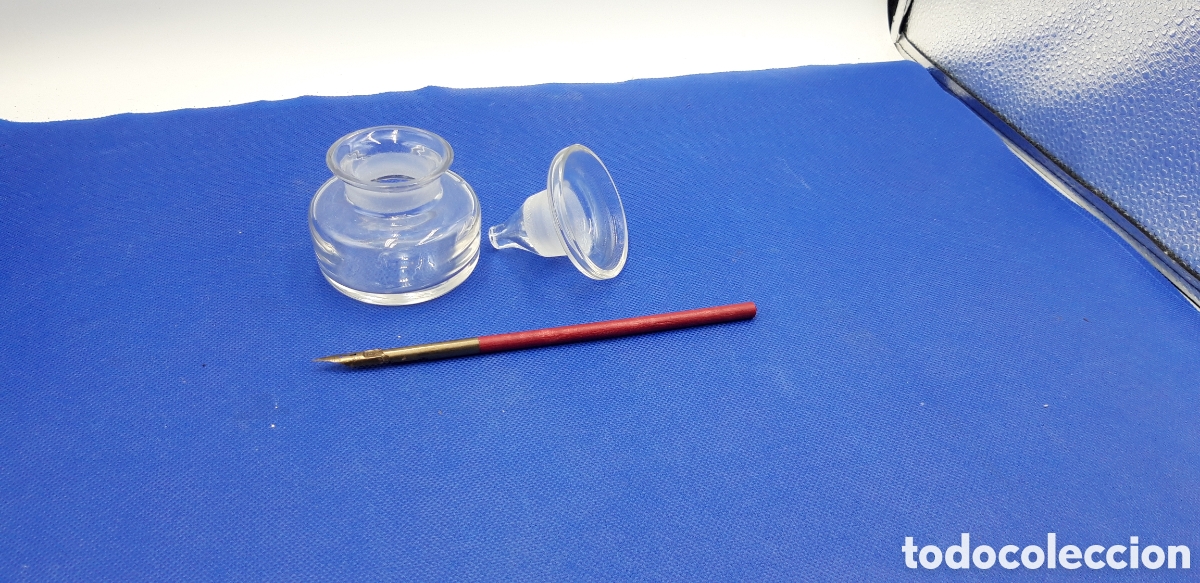 Escriban&iacute;a: Antiguo Tintero de cristal. - Foto 2