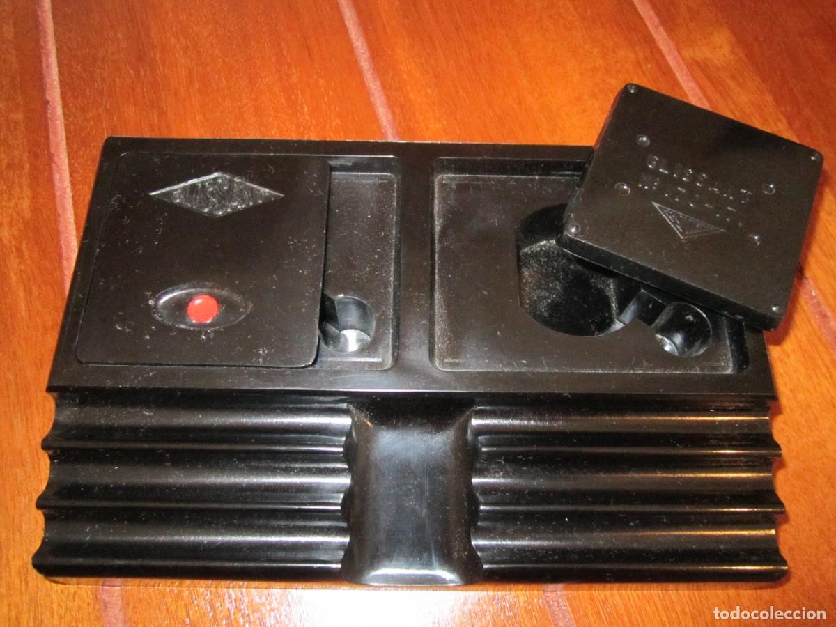 Escriban&iacute;a: ESCRIBAN&Iacute;A BAQUELITA NEGRA CON 2 TINTEROS - Foto 4