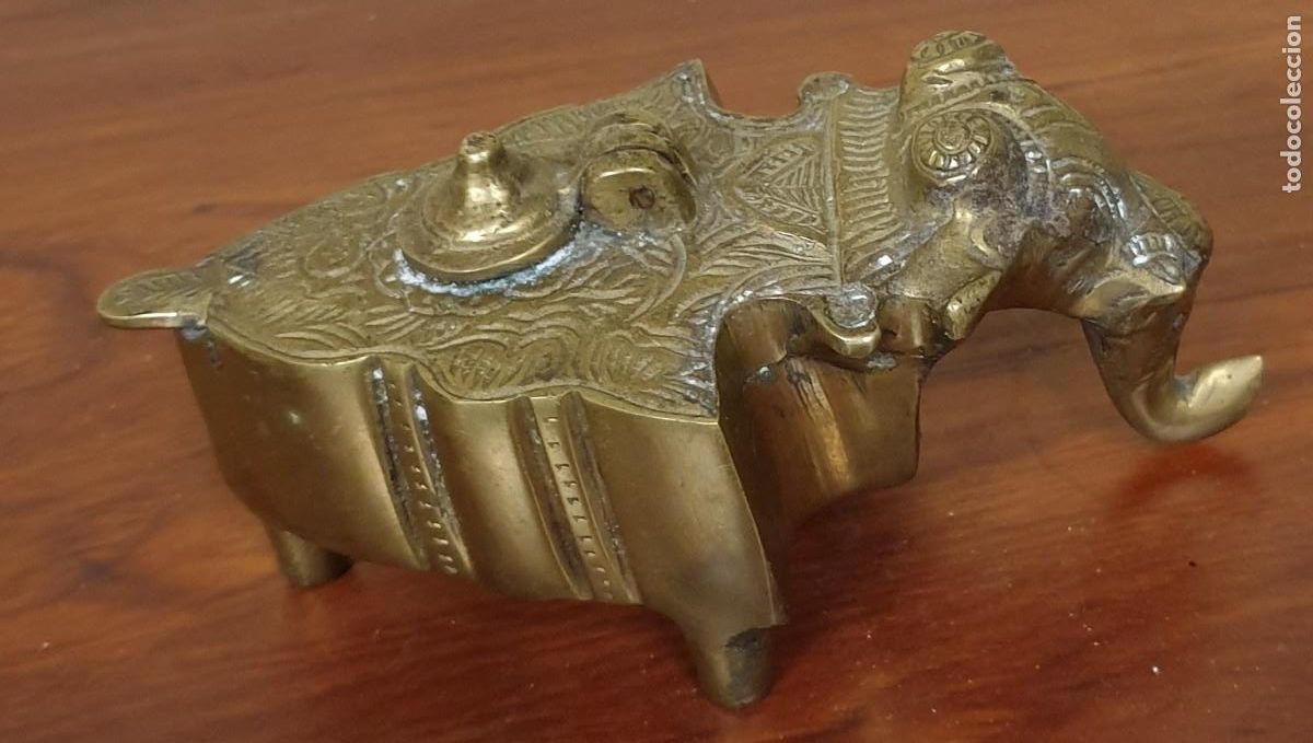 Escriban&iacute;a: TINTERO DE BRONCE EN FORMA DE ELEFANTE 13 CM. LARGO - Foto 1