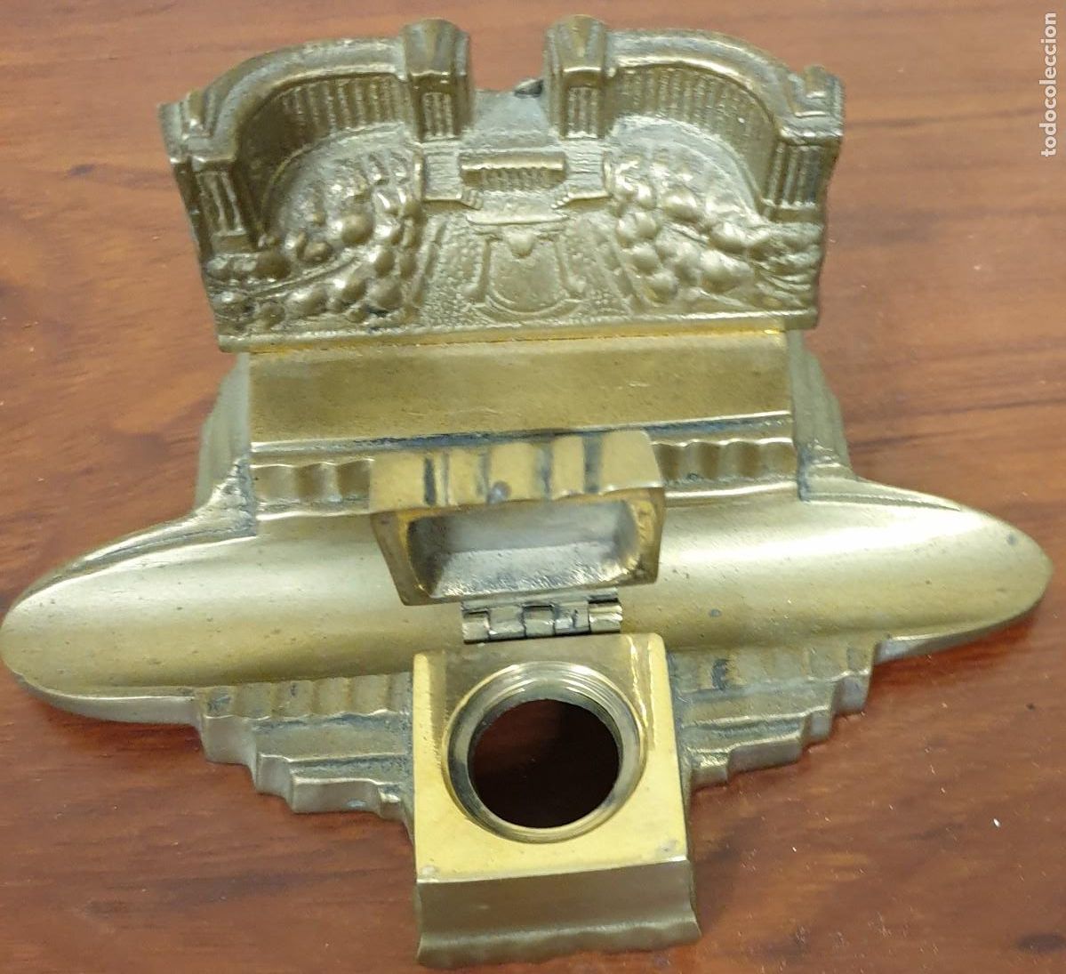 Escriban&iacute;a: TINTERO BRONCE 14 CM. LARGO X 7 CM. ALTO - Foto 2