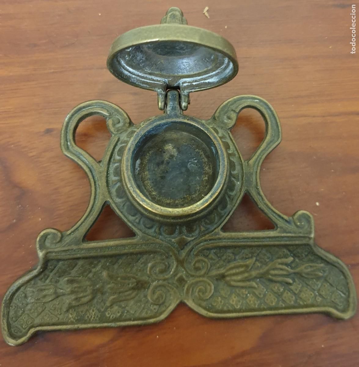 Escriban&iacute;a: TINTERO BRONCE 14 CM. LARGO X 4,5 CM. ALTO - Foto 2