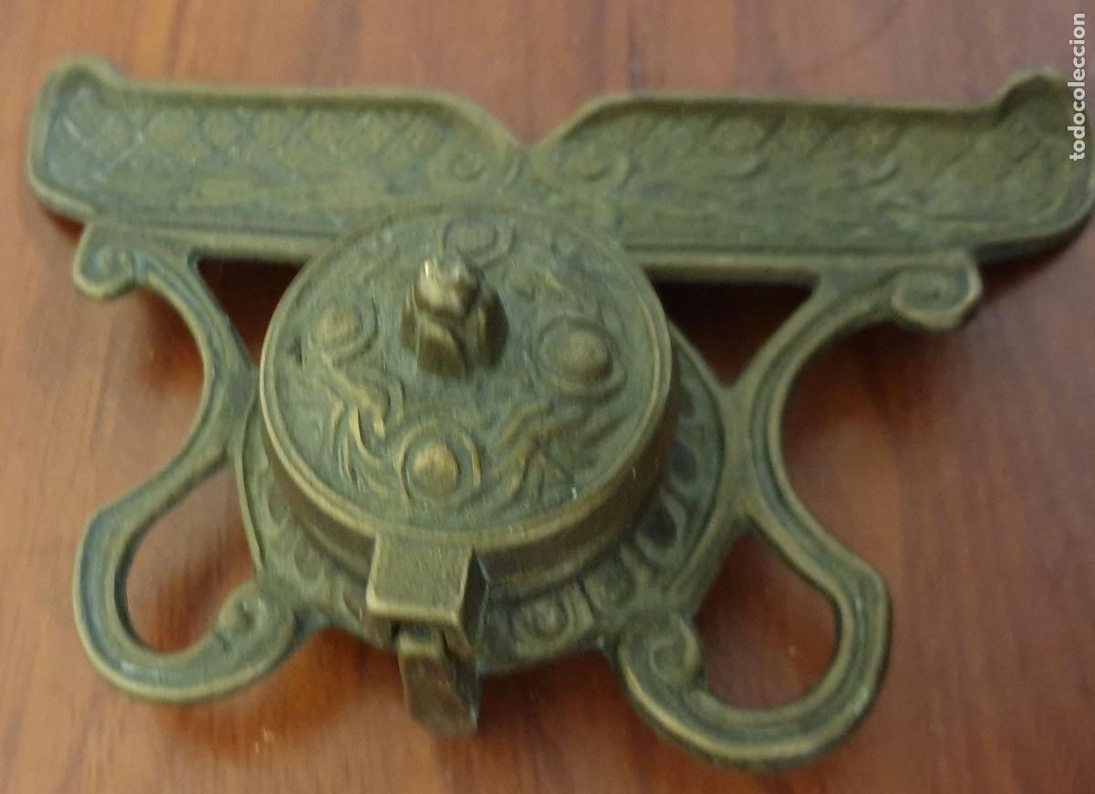 Escriban&iacute;a: TINTERO BRONCE 14 CM. LARGO X 4,5 CM. ALTO - Foto 3