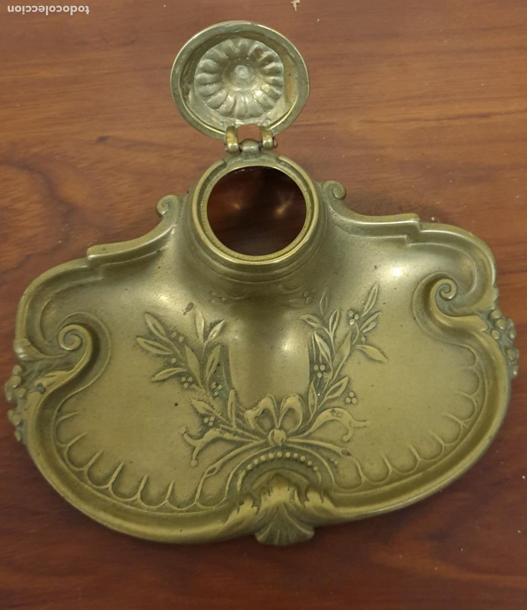 Escriban&iacute;a: TINTERO BRONCE 16 CM. LARGO X 4,5 CM. ALTO - Foto 2