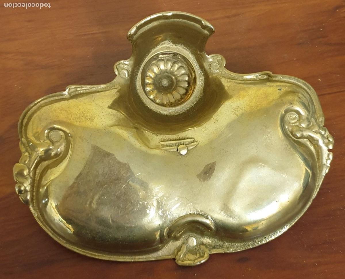 Escriban&iacute;a: TINTERO BRONCE 16 CM. LARGO X 4,5 CM. ALTO - Foto 3