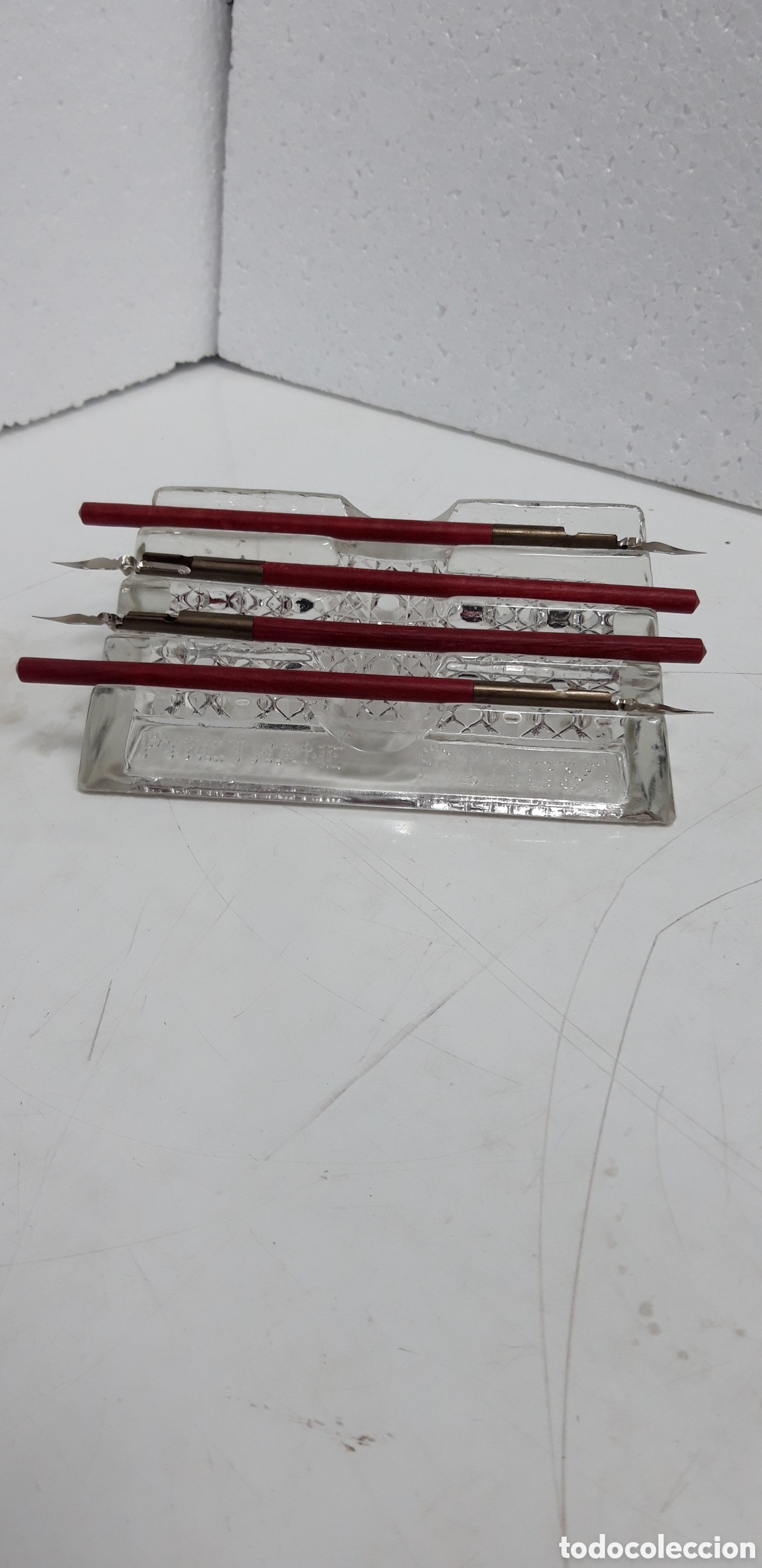 Escriban&iacute;a: Antiguo porta plumas de cristal. - Foto 1
