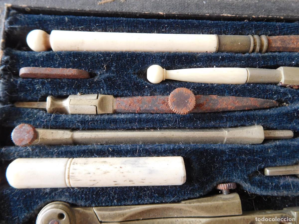 Escriban&iacute;a: Comp&aacute;s antiguo en estuche completo - Foto 3