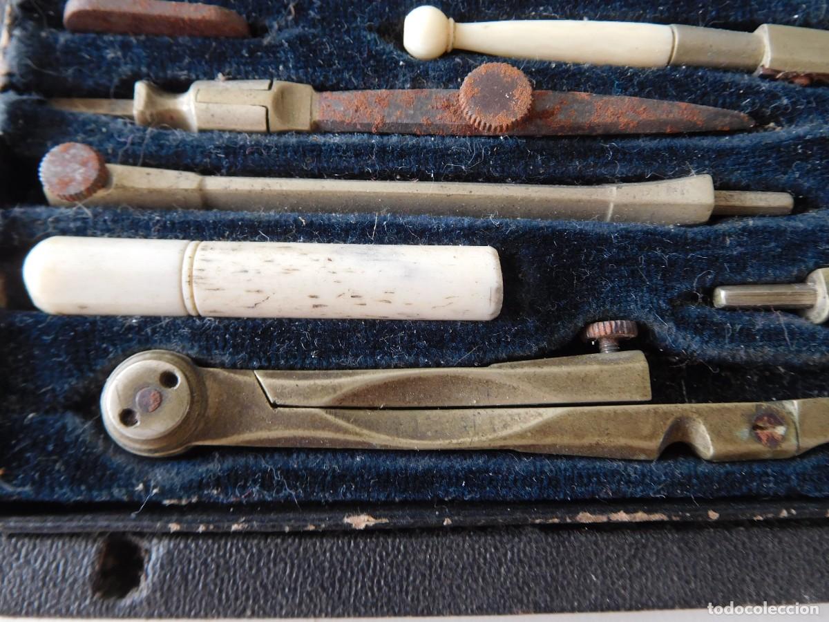 Escriban&iacute;a: Comp&aacute;s antiguo en estuche completo - Foto 4