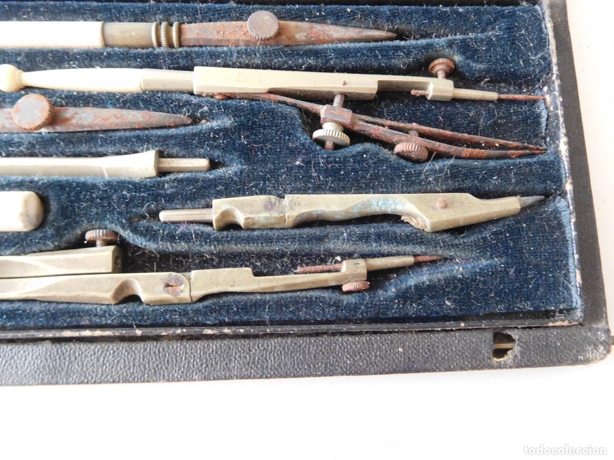 Escriban&iacute;a: Comp&aacute;s antiguo en estuche completo - Foto 6