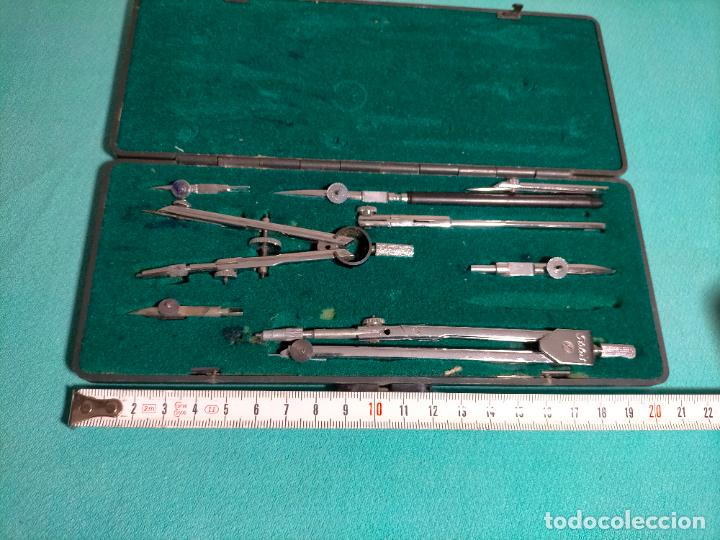 Escriban&iacute;a: Comp&aacute;s antiguo de metal con complementos con estuche funda B 304 a&ntilde;os 80 - Foto 4