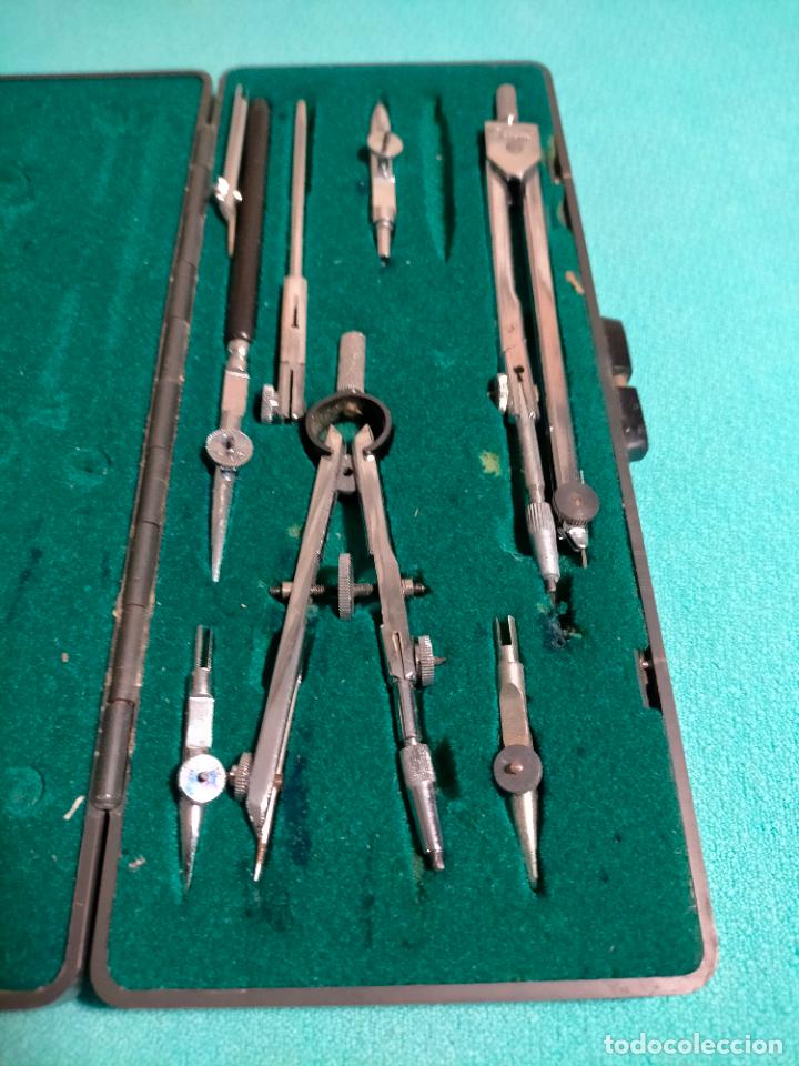 Escriban&iacute;a: Comp&aacute;s antiguo de metal con complementos con estuche funda B 304 a&ntilde;os 80 - Foto 5