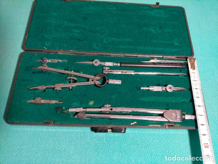 Escriban&iacute;a: Comp&aacute;s antiguo de metal con complementos con estuche funda B 304 a&ntilde;os 80 - Foto 3