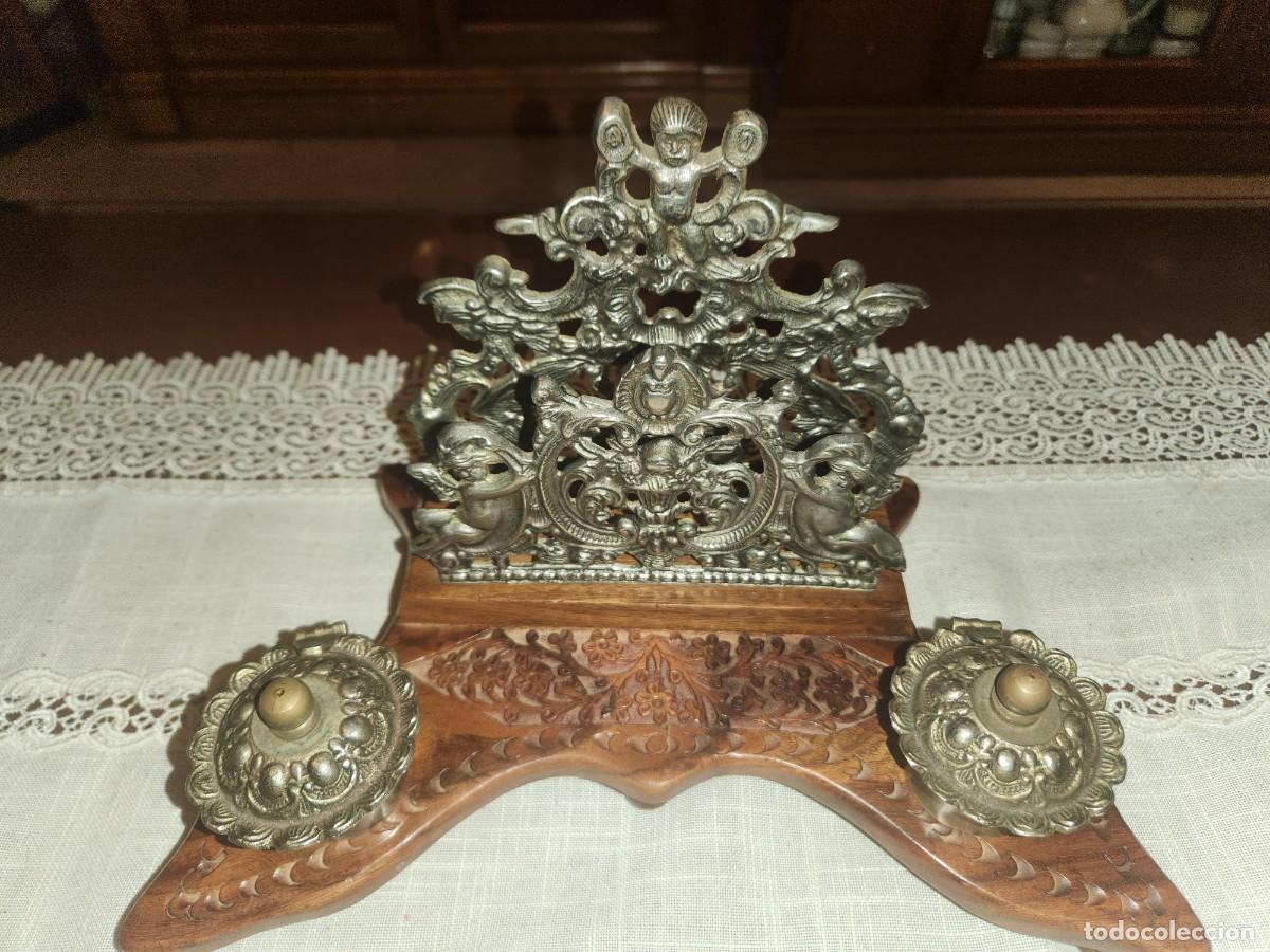 Escriban&iacute;a: Tintero de madera y metal - Foto 2