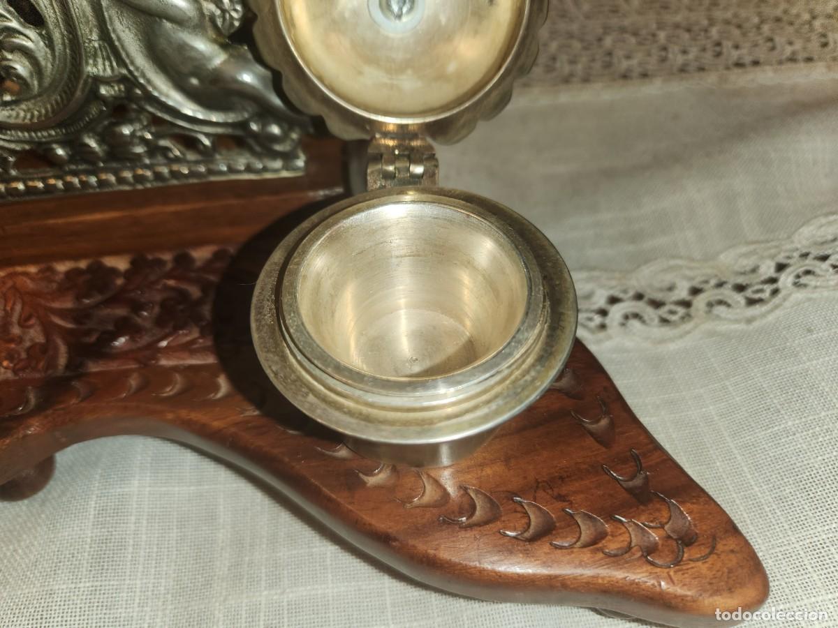Escriban&iacute;a: Tintero de madera y metal - Foto 6