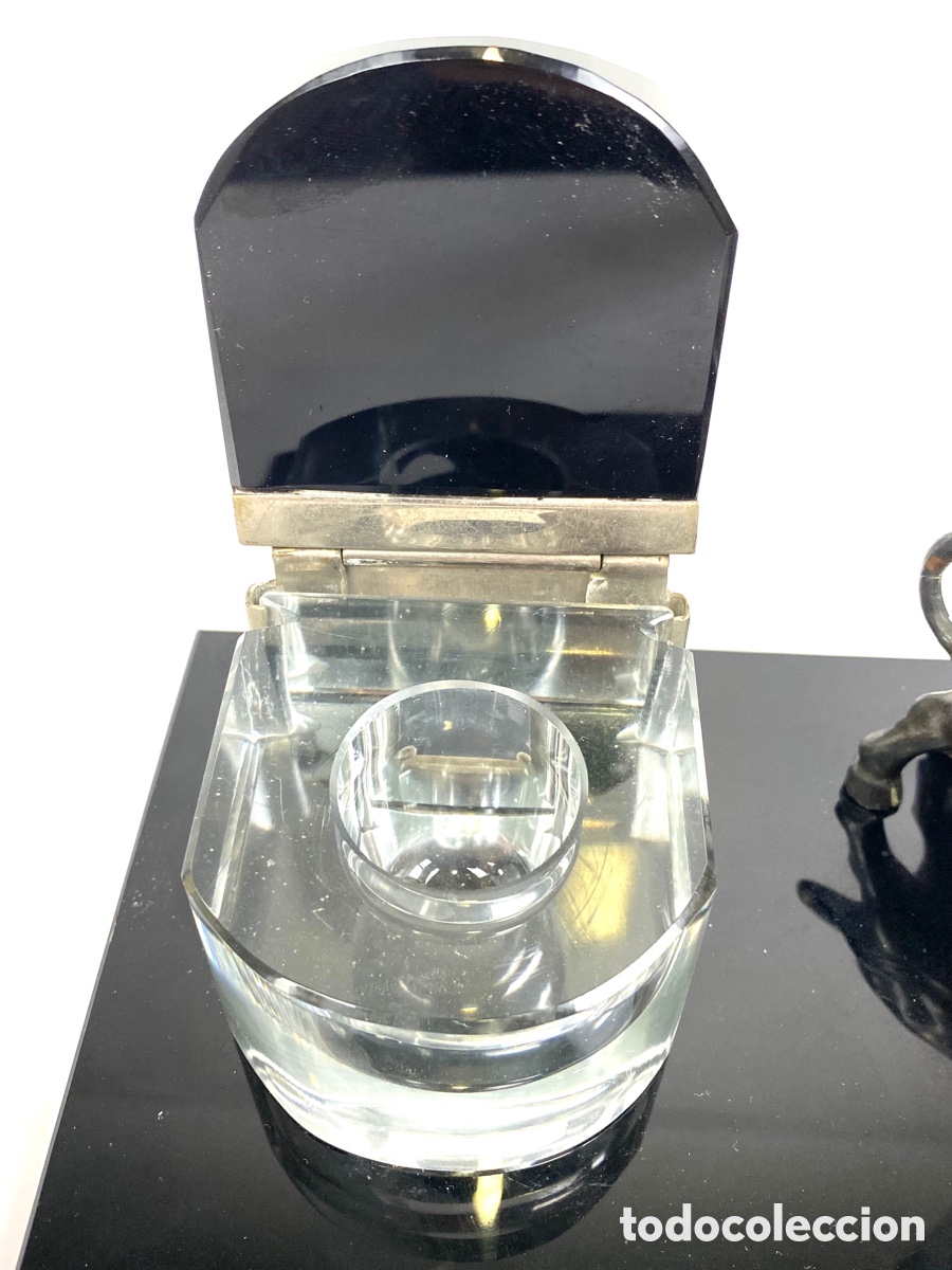 Escriban&iacute;a: ESCRIBANIA DE CRISTAL CON BISONTE. 34 X 18 CM - Foto 6