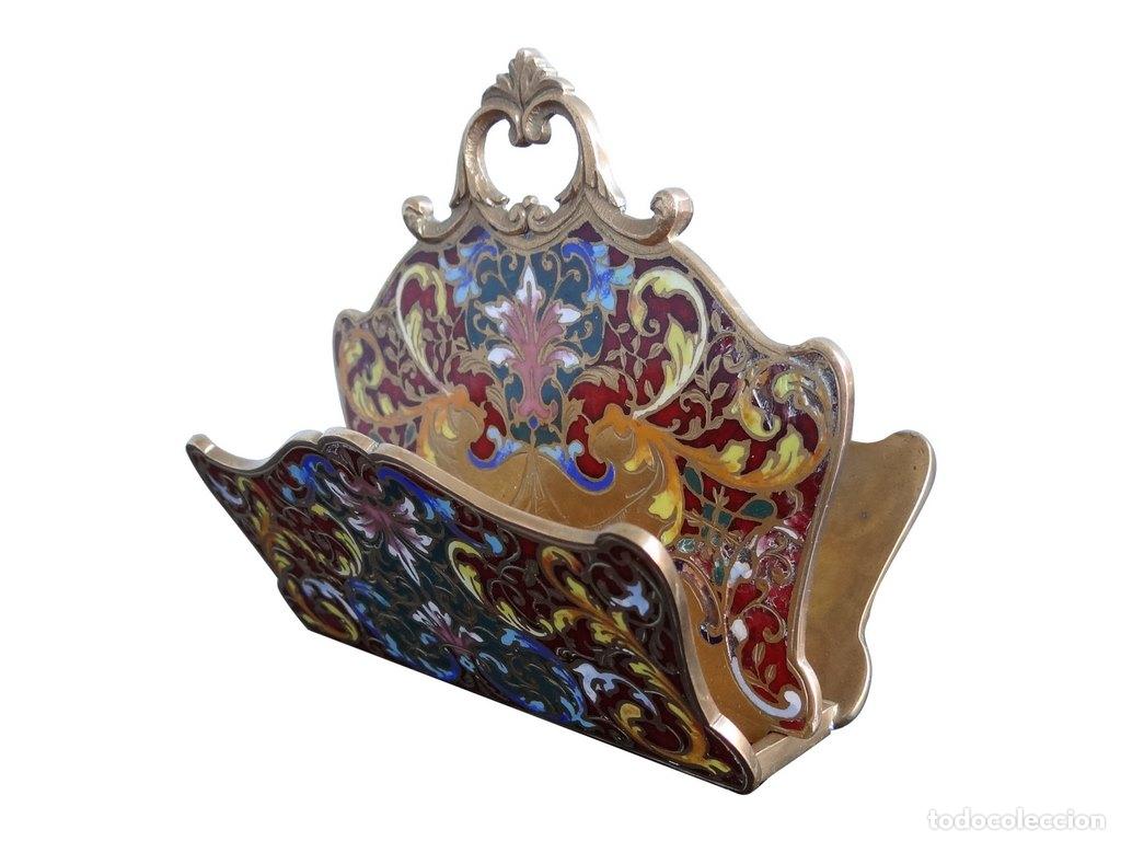 Escriban&iacute;a: Porte lettre bronze dor&eacute; cloisonn&eacute; de Paris - Foto 1