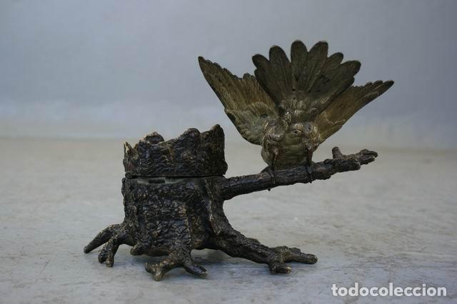 Escriban&iacute;a: Bronze de vienne XIX&egrave;me encrier oiseau - Foto 3