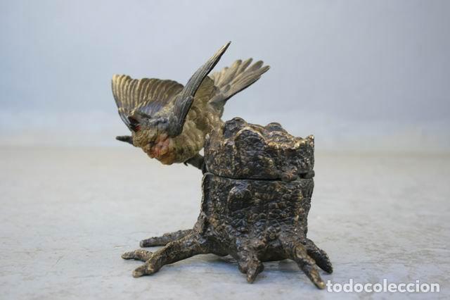 Escriban&iacute;a: Bronze de vienne XIX&egrave;me encrier oiseau - Foto 5