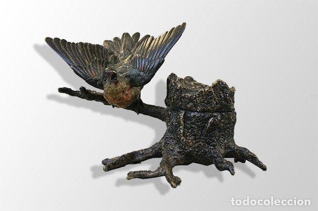 Escriban&iacute;a: Bronze de vienne XIX&egrave;me encrier oiseau - Foto 1
