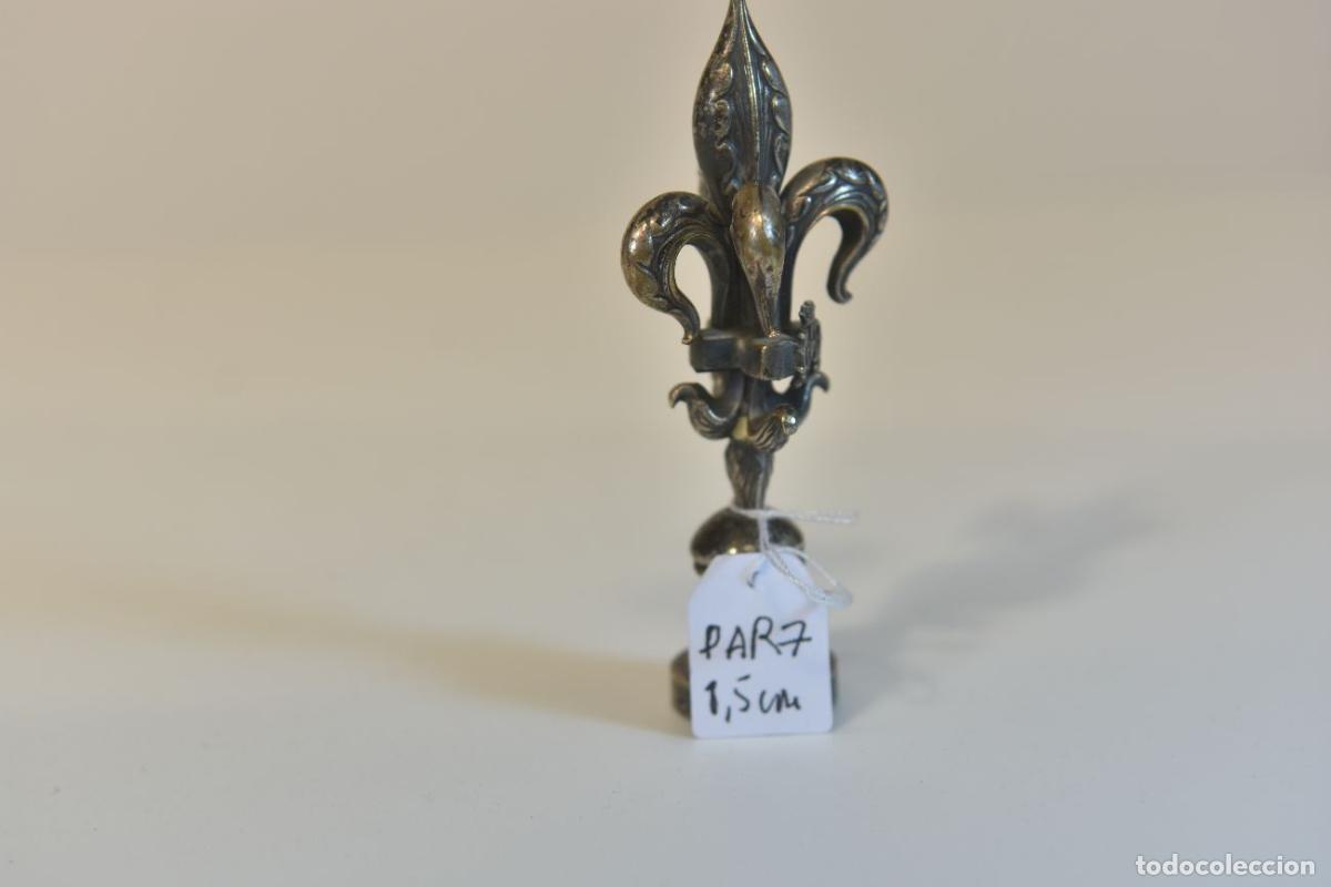 Escriban&iacute;a: Sceau &agrave; cacheter (seal) de collection en bronze argent&eacute; &agrave; d&eacute;cor de fleur de Lys - Foto 5