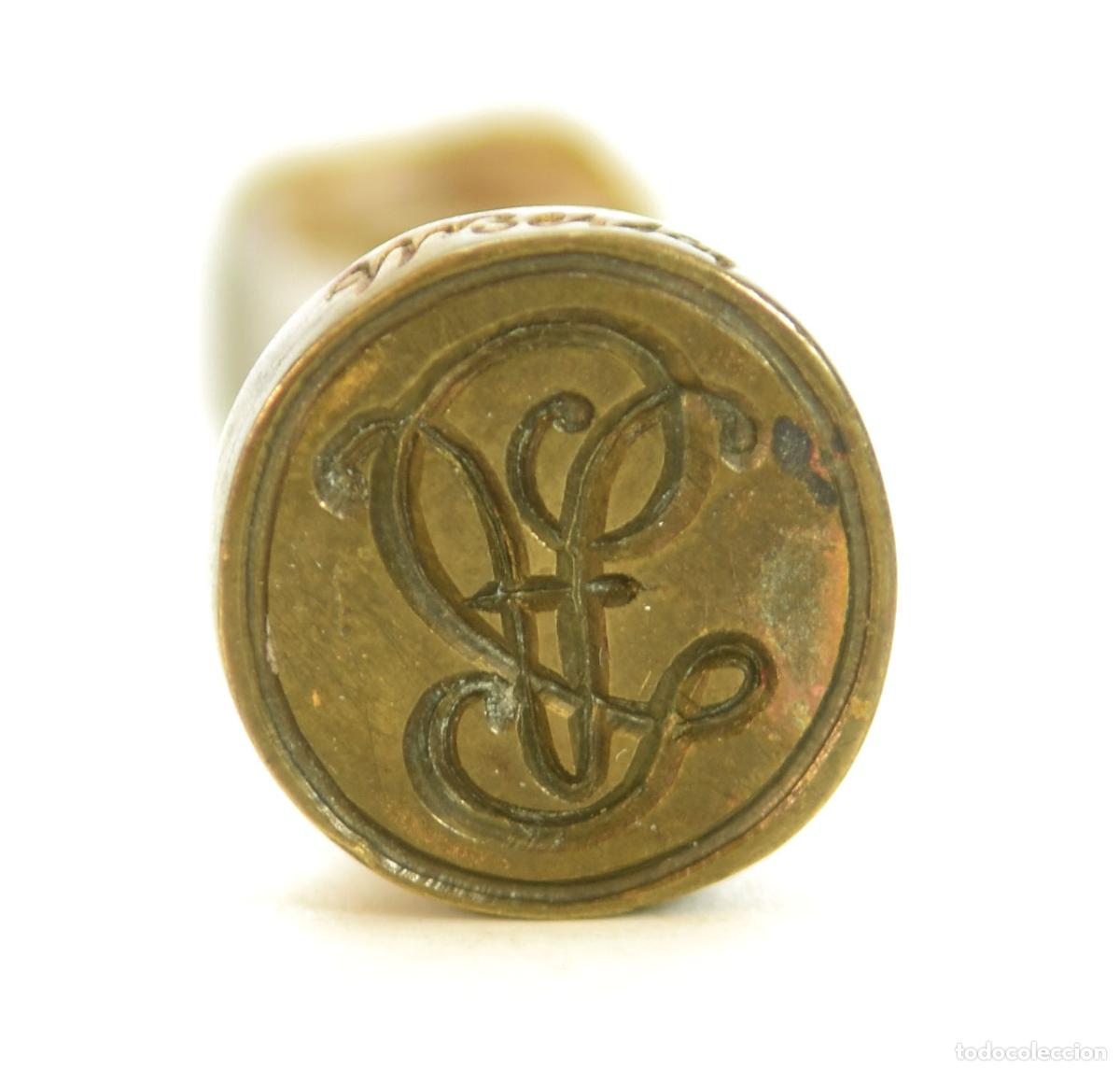 Escriban&iacute;a: Sceau &agrave; cacheter (seal) A.T bronze XIX&egrave;me - Foto 2