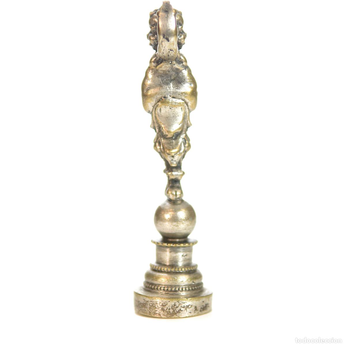 Escriban&iacute;a: Sceau &agrave; cacheter de collection en bronze argent&eacute; d&eacute;cor de b&eacute;b&eacute; - Foto 3