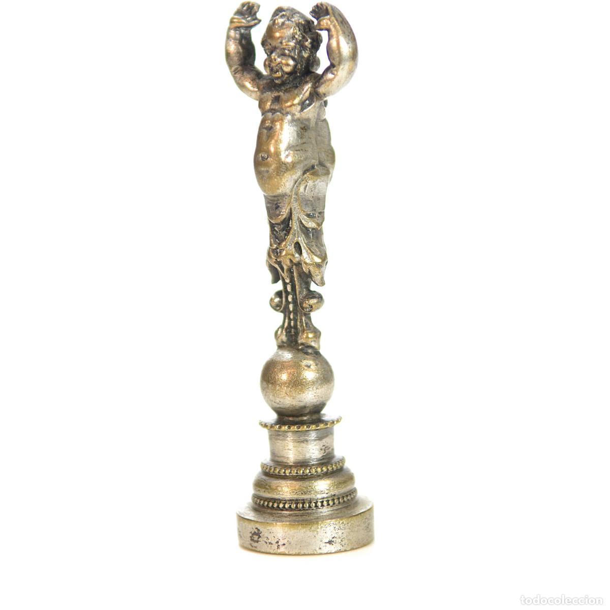 Escriban&iacute;a: Sceau &agrave; cacheter de collection en bronze argent&eacute; d&eacute;cor de b&eacute;b&eacute; - Foto 5