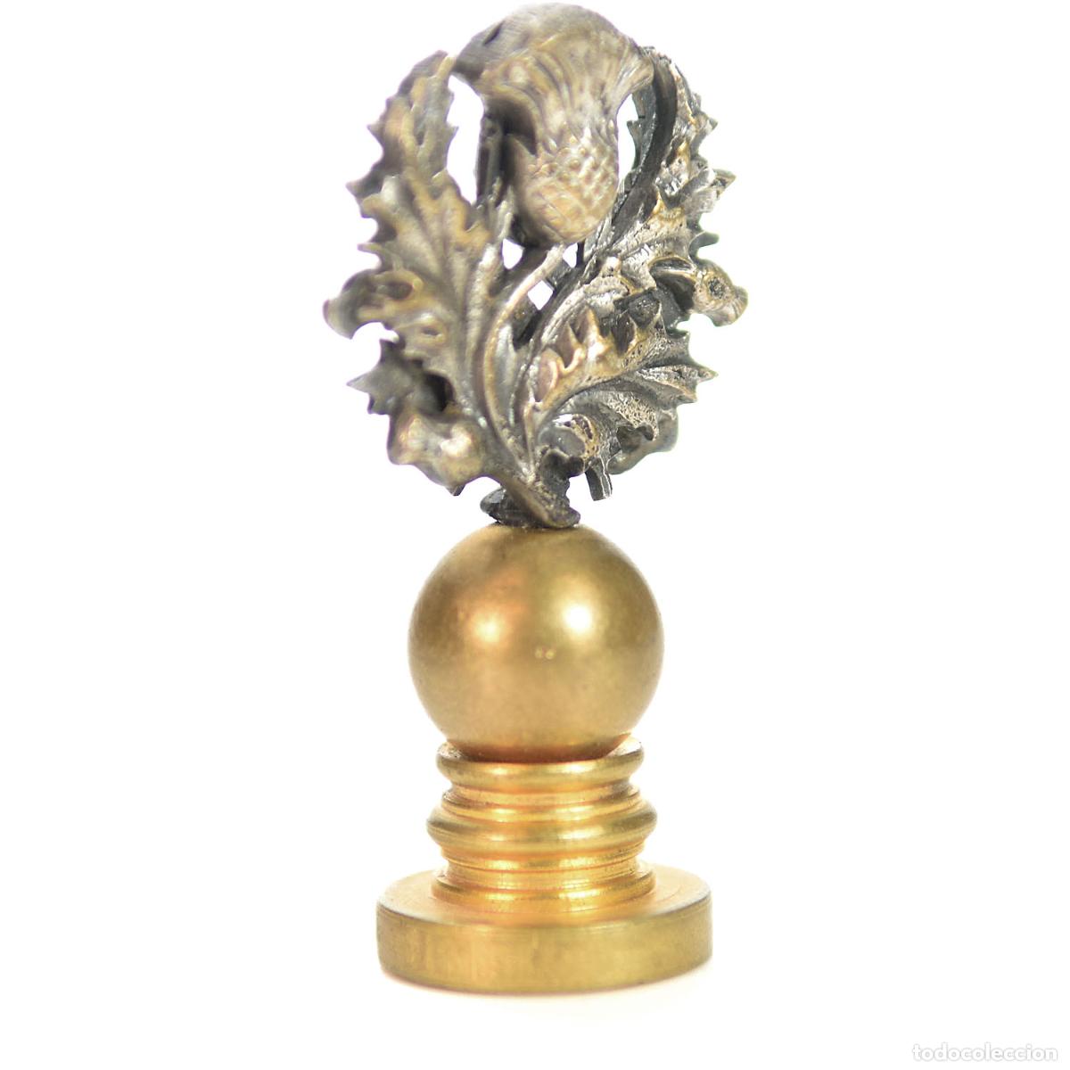 Escriban&iacute;a: Sceau &agrave; cacheter de collection en bronze argent&eacute; d&eacute;cor de chardon - Foto 3