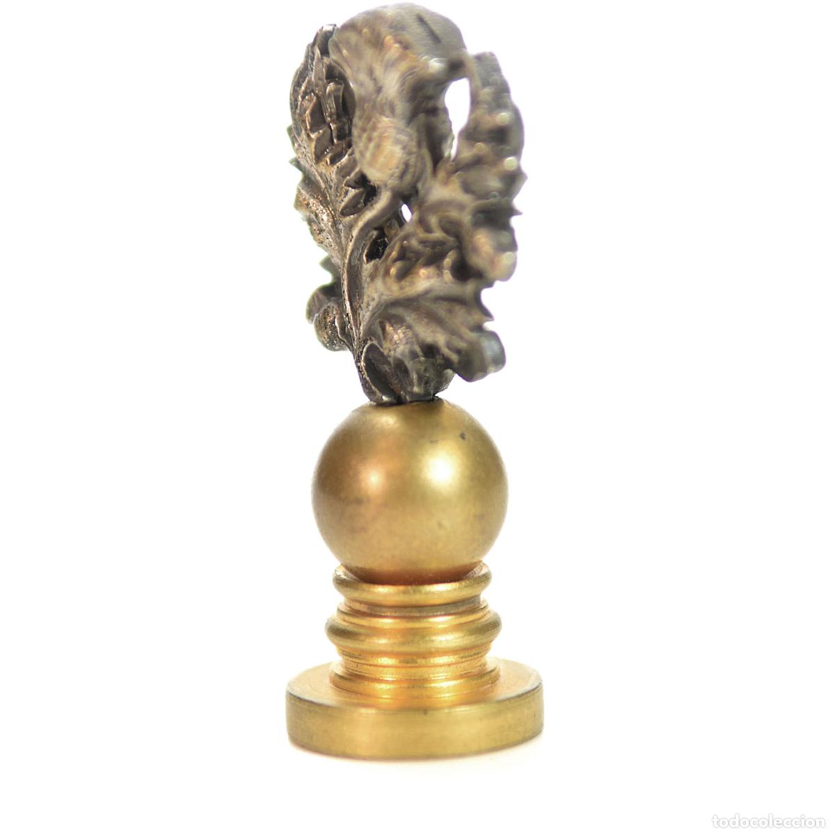 Escriban&iacute;a: Sceau &agrave; cacheter de collection en bronze argent&eacute; d&eacute;cor de chardon - Foto 4