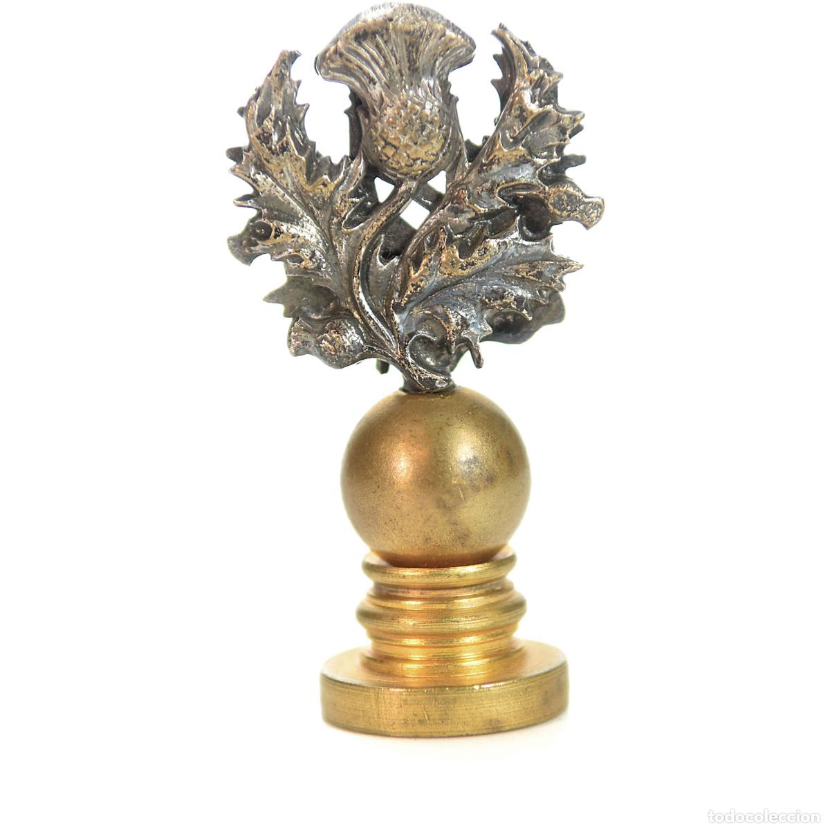 Escriban&iacute;a: Sceau &agrave; cacheter de collection en bronze argent&eacute; d&eacute;cor de chardon - Foto 1