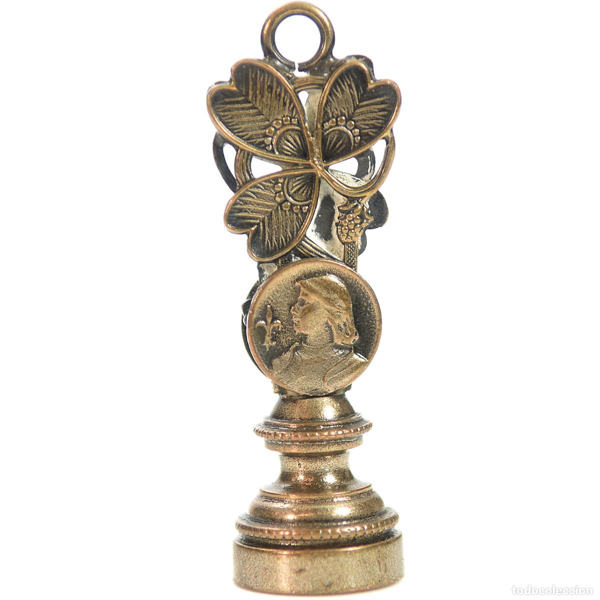 Escriban&iacute;a: Sceau &agrave; cacheter (seal) de collection en bronze d&eacute;cor de Jeanne darc - Foto 4
