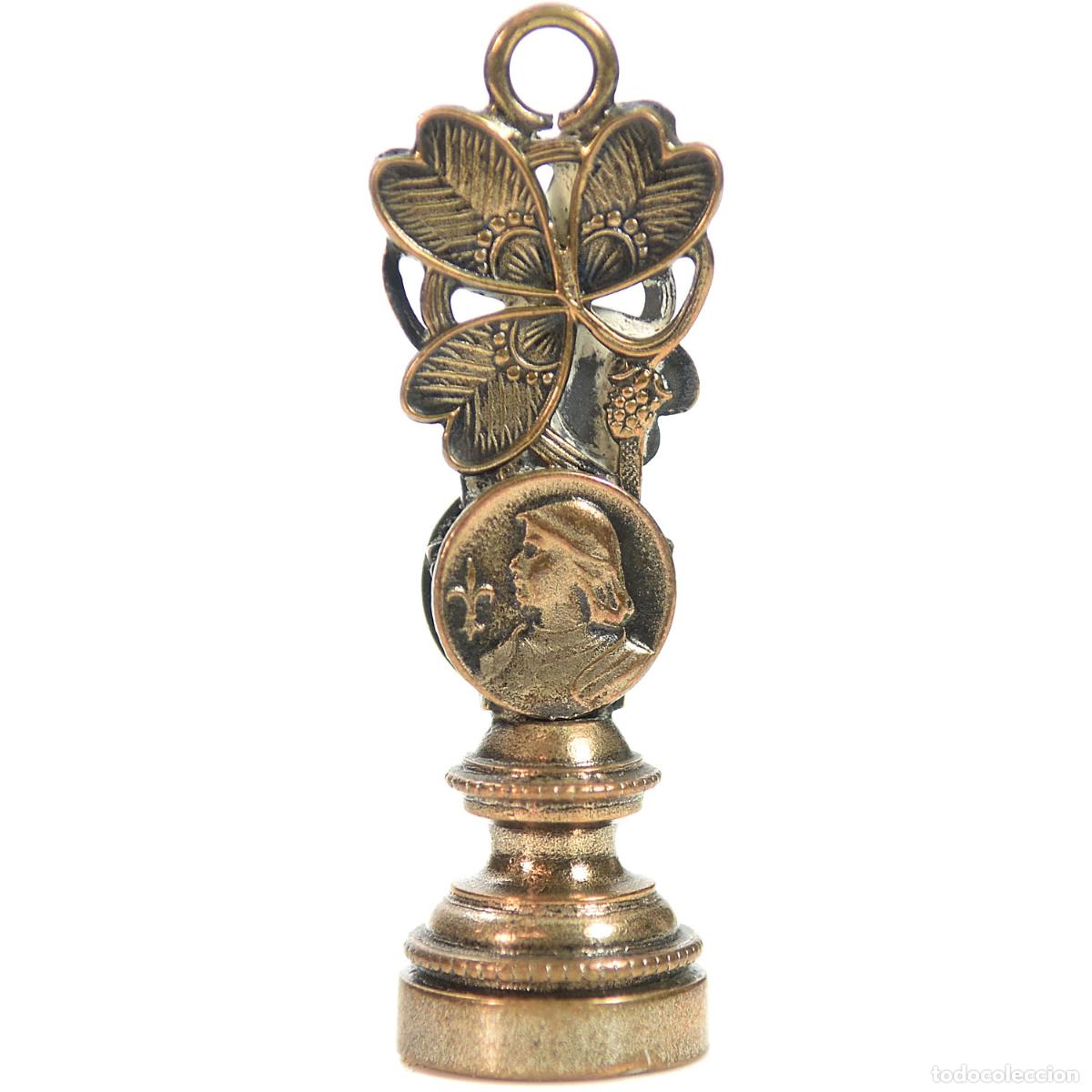 Escriban&iacute;a: Sceau &agrave; cacheter (seal) de collection en bronze d&eacute;cor de Jeanne darc - Foto 1