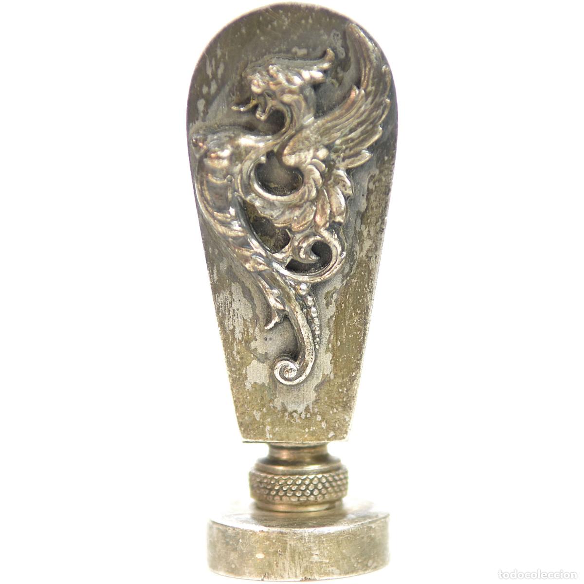 Escriban&iacute;a: Sceau &agrave; cacheter (seal) de collection en bronze argent&eacute; griffon - Foto 1