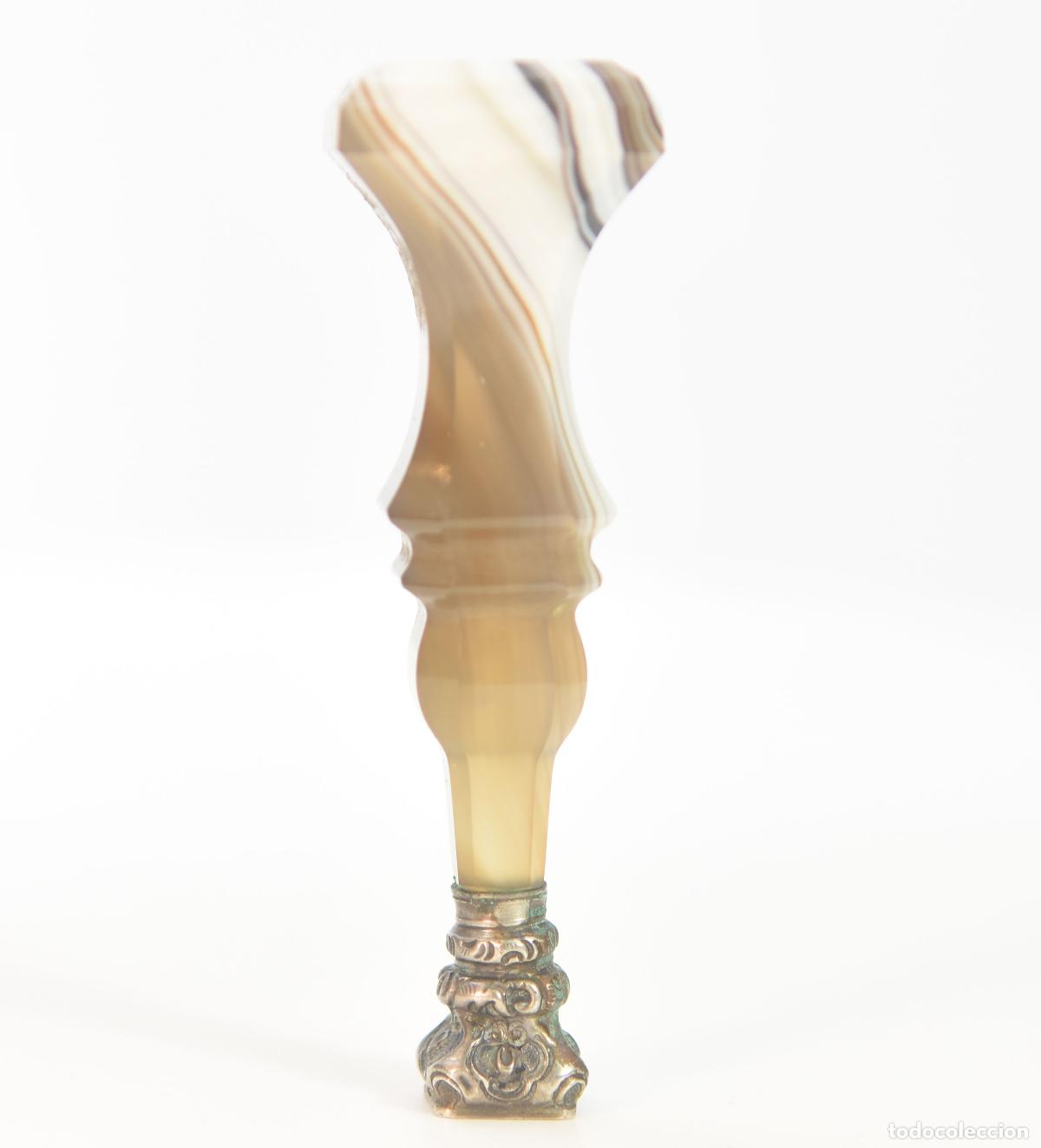 Escriban&iacute;a: Sceau &agrave; cacheter de collection vierge en agate et argent - Foto 3