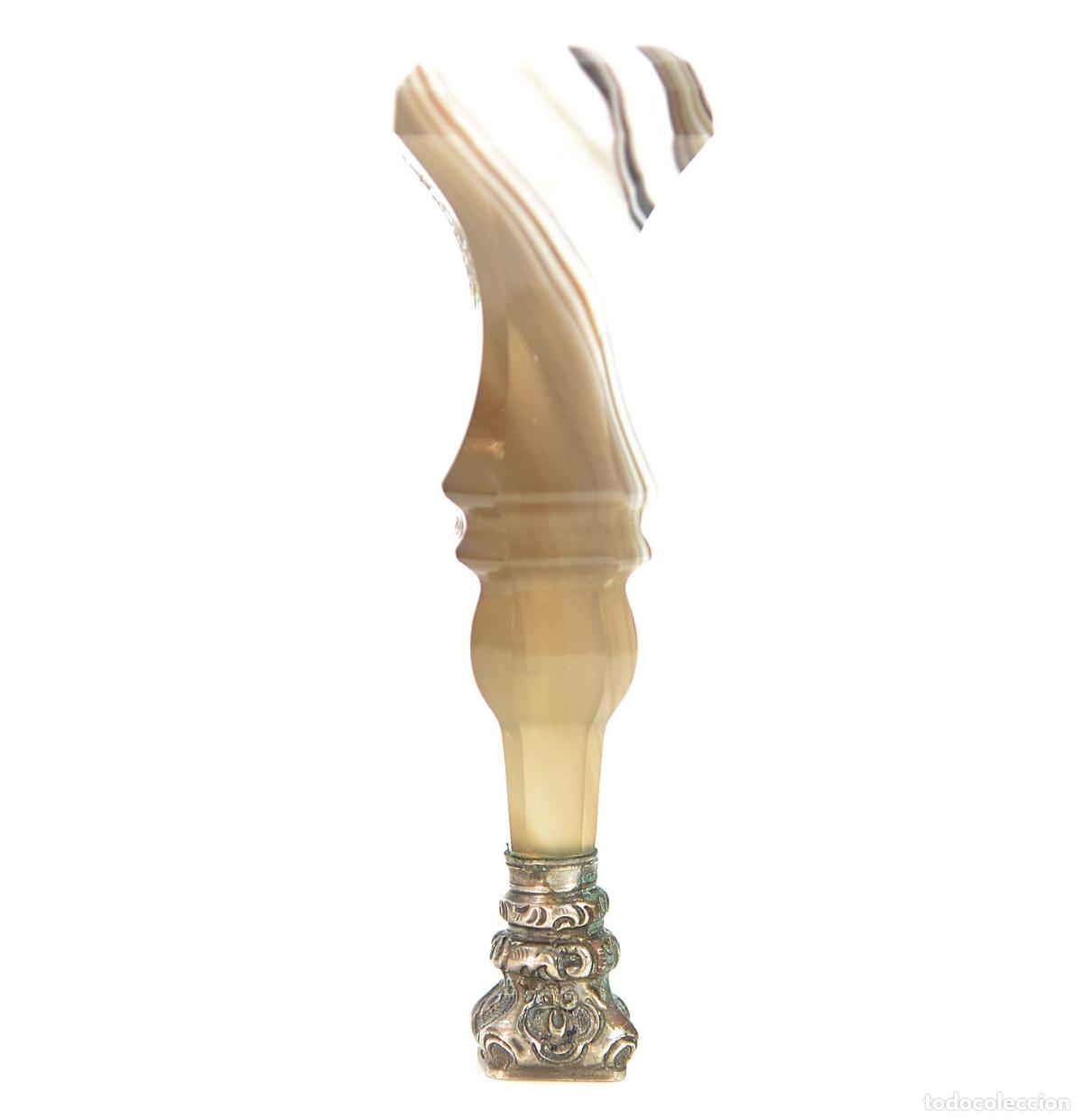 Escriban&iacute;a: Sceau &agrave; cacheter de collection vierge en agate et argent - Foto 4