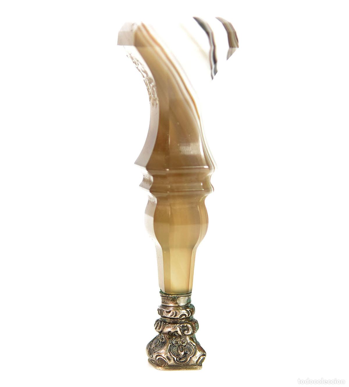 Escriban&iacute;a: Sceau &agrave; cacheter de collection vierge en agate et argent - Foto 1