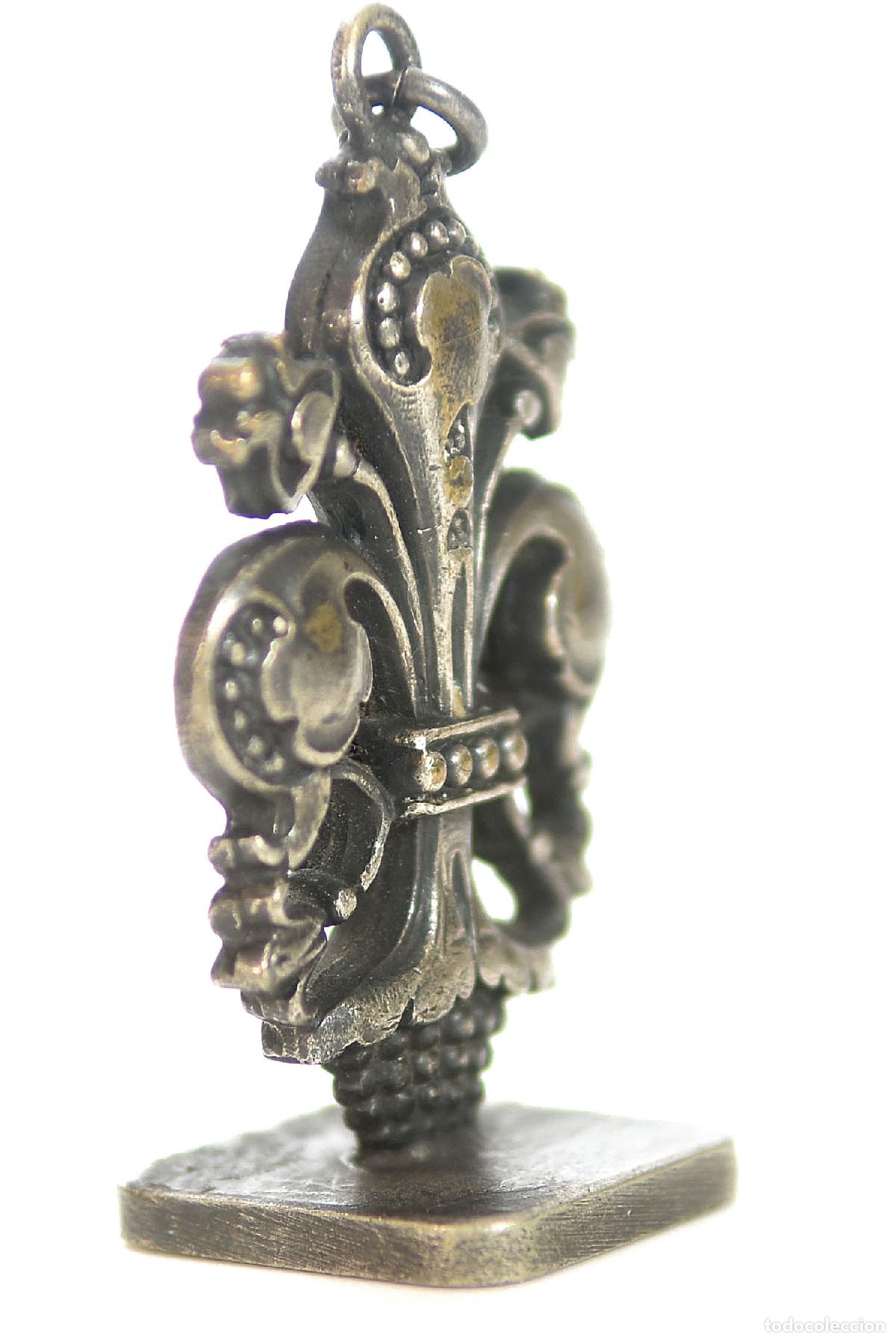 Escriban&iacute;a: Sceau &agrave; cacheter (seal) bronze argent&eacute; fleur de Lys - Foto 4