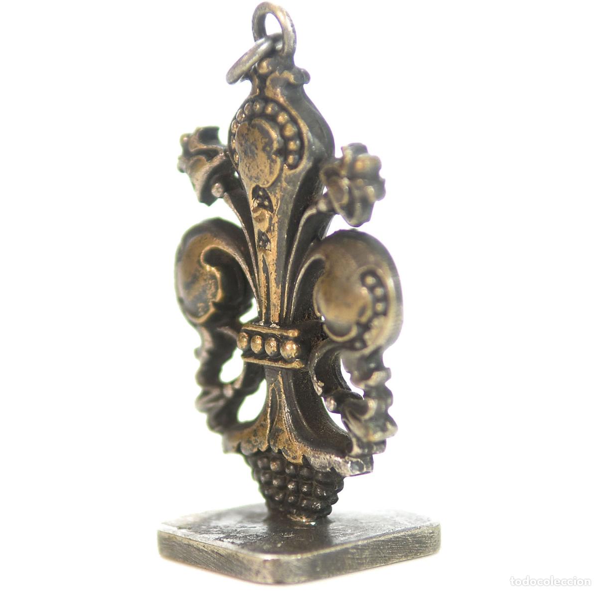 Escriban&iacute;a: Sceau &agrave; cacheter (seal) bronze argent&eacute; fleur de Lys - Foto 5