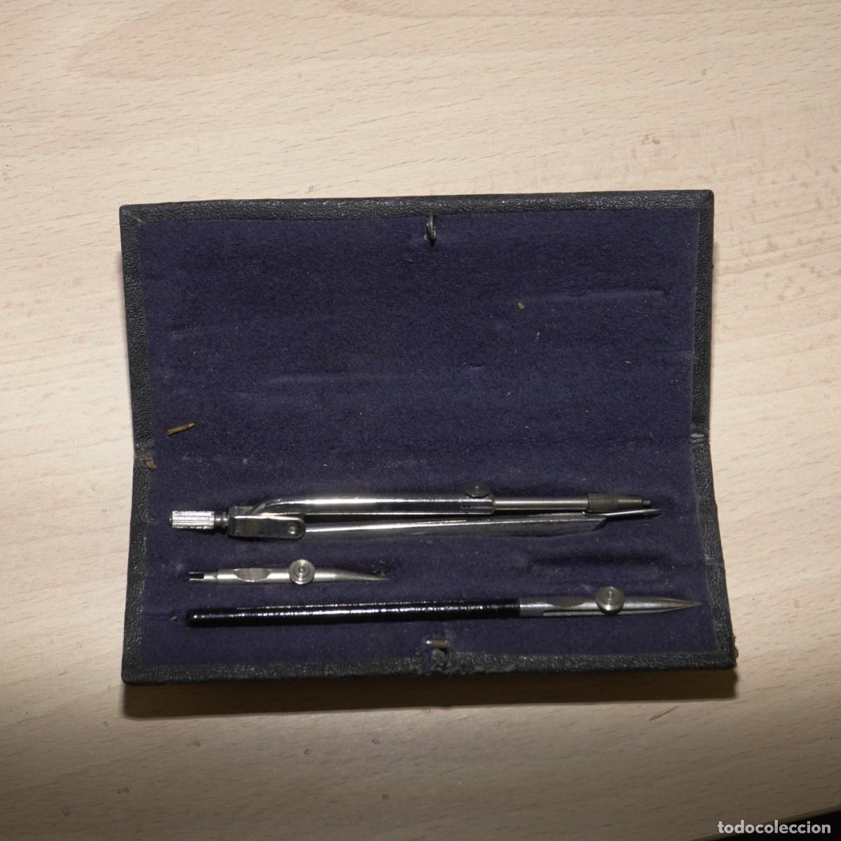 Escriban&iacute;a: ANTIGUO COMPAS Y TIRALINEAS EN SU ESTUCHE - Foto 2